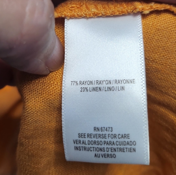 Maison Tara Orange Sleeveless Linen Square Neck Belted Dress size 12 - Picture 6 of 7